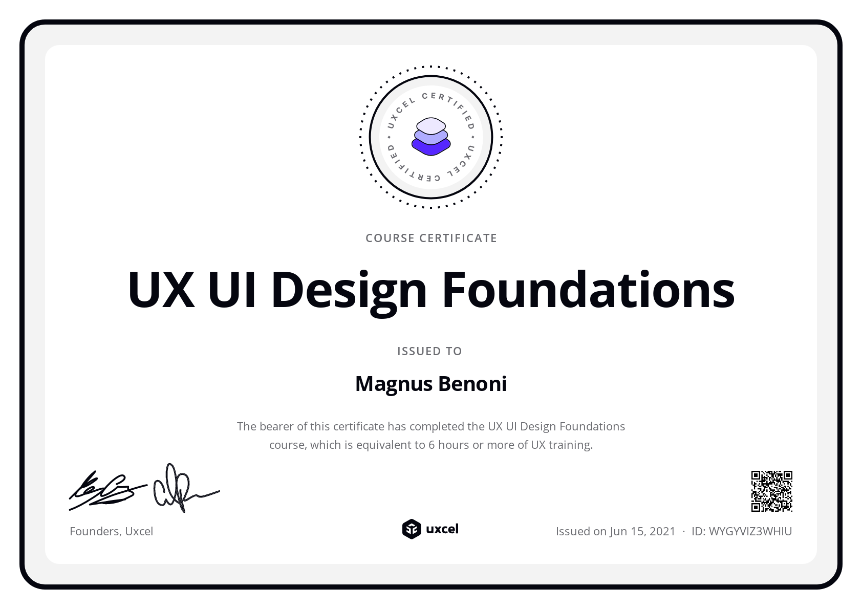 Magnus Benoni's certificate